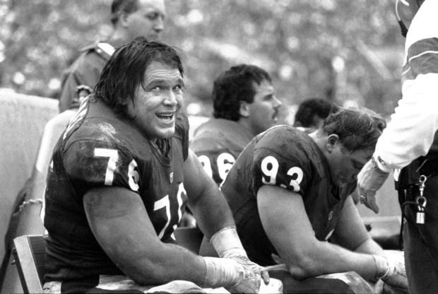 Steve McMichael enjoys a respite on the Bears' bench, circa 1991.