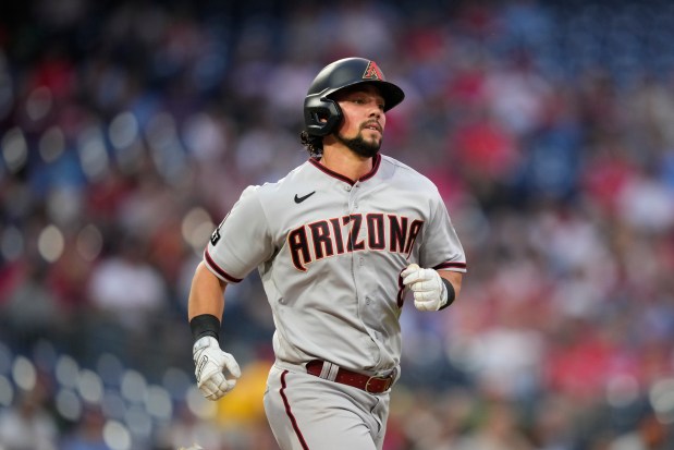 Arizona Diamondbacks' Dominic Fletcher plays on Monday, May 22, 2023, in Philadelphia. (Matt Slocum/Associated Press)