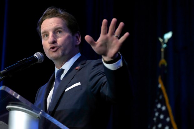 Democratic presidential candidate Rep. Dean Phillips, D-Minn., speaks at South Carolina's "First in the Nation" dinner at the South Carolina State Fairgrounds in Columbia, S.C., Jan. 27, 2024.