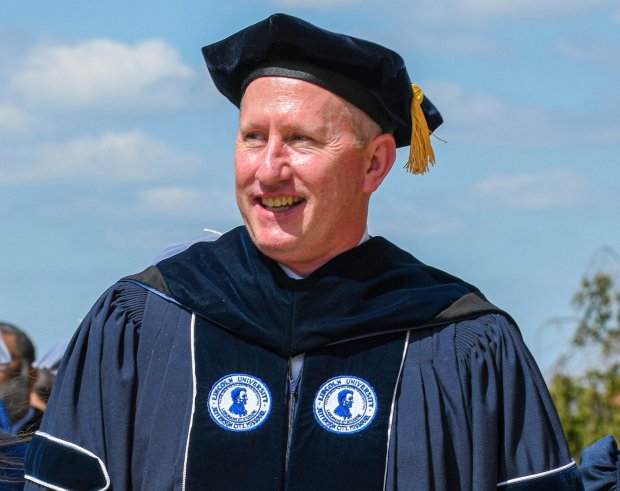 John Moseley on Sept. 9, 2022, as he prepares to be sworn in as the 21st president of Lincoln University in Jefferson City, Missouri. (Julie Smith/The Jefferson City News-Tribune)