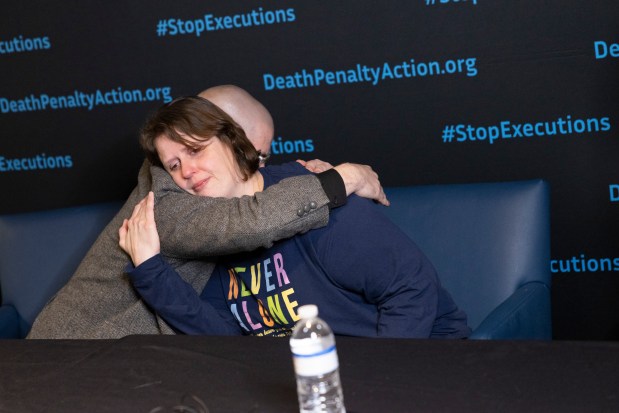 Deanna Smith, Kenneth Smith's wife, during a press conference after Smith's execution in Atmore, Ala., on Jan. 25, 2024. Smith described the painful experience of watching her husband die. (Edmund D. Fountain/The New York Times)