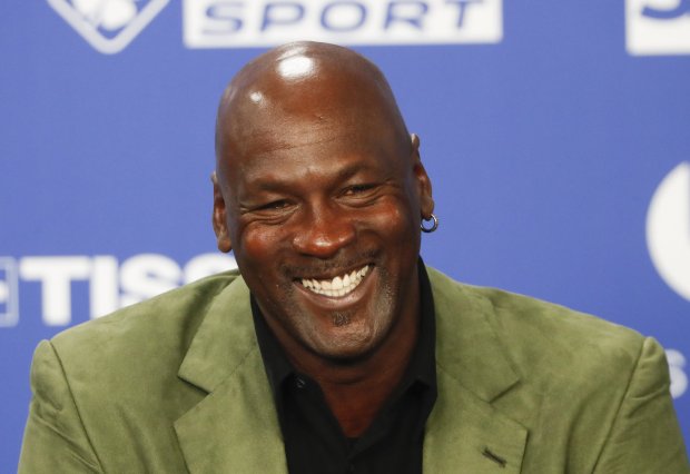 Michael Jordan speaks during a news conference ahead of a Hornets-Bucks game on Jan. 24, 2020, in Paris. (Thibault Camus/AP)