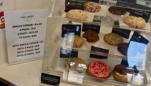 Half Baked Goodness has 11 regular cookies, six keto/gluten-free varieties and two flavors of the week, all baked fresh every day. One of the most popular in Naperville is their creme brulee cookie, store owner Tami Reid says.