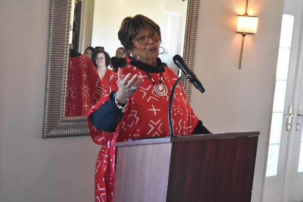 Cook County Circuit Court Judge Marianne Jackson addressed the crowd of girls in attendance at the annual Black History Month "Uniquely You Tea Party" Feb. 11, 2024 at the Oak Park Country Club in Oak Park.