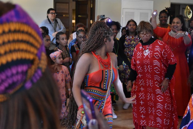 Cook County Circuit Court Judge Marianne Jackson danced with girls in attendance at the annual Black History Month "Uniquely You Tea Party" Feb. 11, 2024 at the Oak Park Country Club in Oak Park.