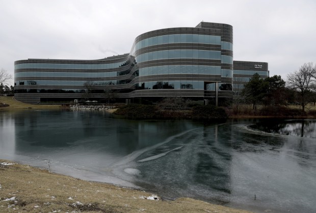 The exterior of the building, built in 1987, owned by Allstate on Dec. 20, 2022, in Glenview. Allstate occupies about 15% of the building, leasing the remainder.