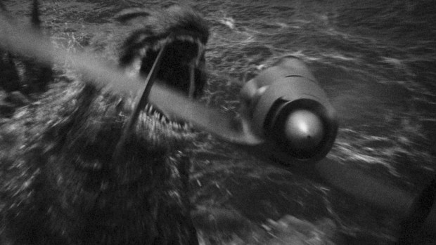 An atomically amplified sea beast takes on a desperate kamikaze pilot in "Godzilla Minus One/Minus Color."