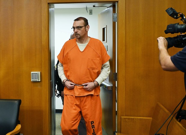 James Crumbley enters the courtroom during his motion hearing at Oakland County Courthouse, Wednesday, Feb. 21, 2024, in Pontiac, Mich. (Clarence Tabb Jr./Detroit News via AP, Pool)