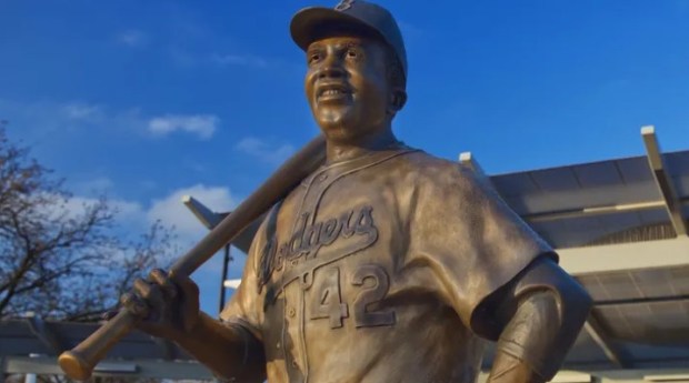 A bronze statue of Jackie Robinson was stolen and destroyed from a youth baseball complex in Wichita, Kansas on Jan. 25, 2024. (Courtesy League 42)