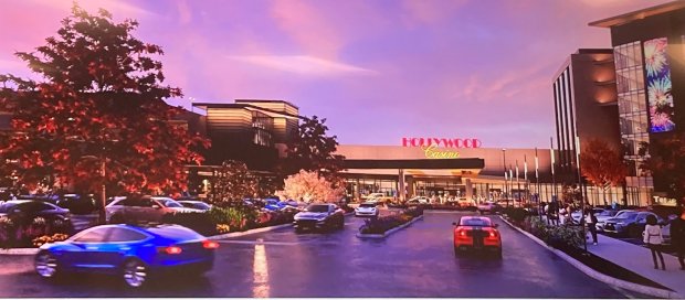This rendering shows the entrance off Farnsworth Avenue into the new Hollywood Casino resort planned in Aurora.