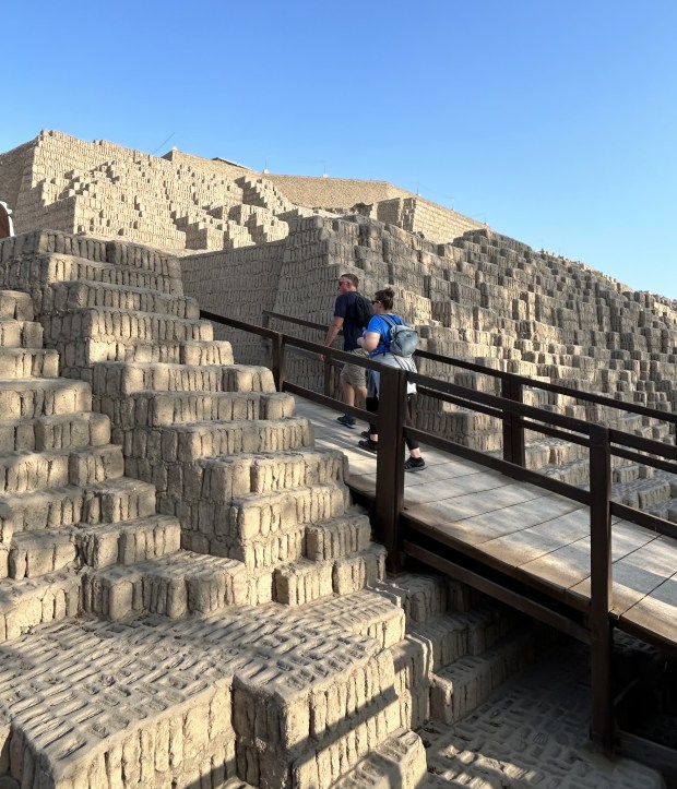 The Huaca Pucllana pyramid is among the oldest Peruvian ruins in the Lima area, and its original purpose remains unknown. (Colleen Thomas/TNS) ** OUTS - ELSENT, FPG, TCN - OUTS **