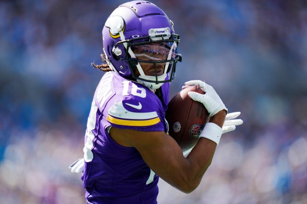 Justin Jefferson of the Minnesota Vikings during a game on Oct. 1, 2023.