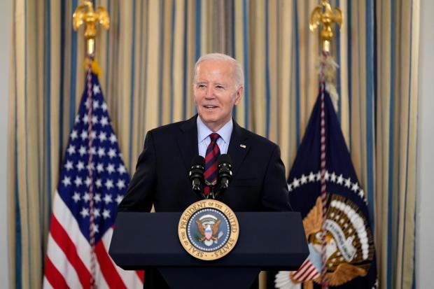 President Joe Biden speaks during a meeting of his Competition Council to announce new actions to lower costs for families in the State Dining Room of the White House in Washington, Tuesday, March 5, 2024. (Andrew Harnik/AP)