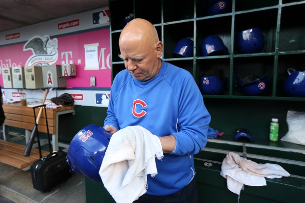 Tom "Otis" Hellmann, equipment manager for the Cubs, before a game against the Angels on April 5, 2016, at Angel Stadium. (Nuccio DiNuzzo/Chicago Tribune)(Nuccio DiNuzzo/Chicago Tribune)