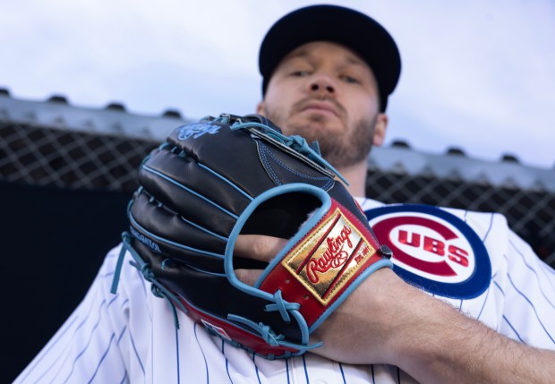 Cubs left fielder Ian Happ on media day at spring training on Feb. 20, 2024, in Mesa, Ariz. (Stacey Wescott/Chicago Tribune)