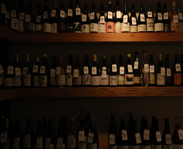 A selection of wines are on display for sale at Easy Does It, 2354 N. Milwaukee Ave., March 22, 2024, in Chicago. (John J. Kim/Chicago Tribune)