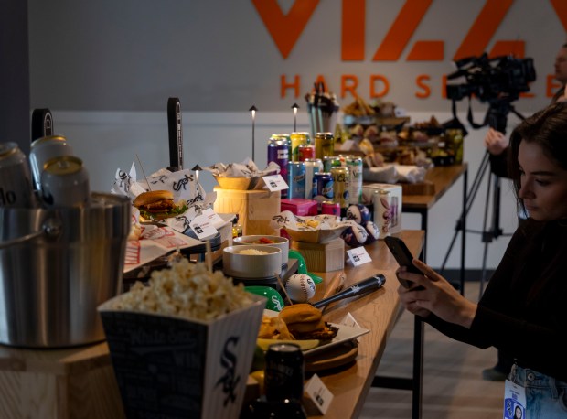 Photographers capture the offerings as the White Sox preview new food options Thursday, March 21, 2024, at Guaranteed Rate Field. (Brian Cassella/Chicago Tribune)