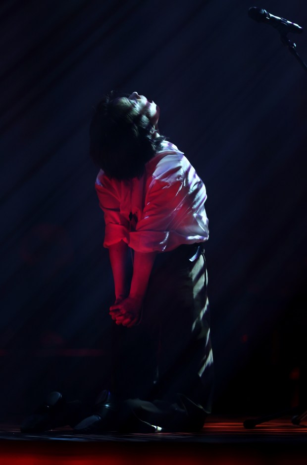 Mitski performs at the Auditorium Theatre in Chicago on March 21, 2024. (Chris Sweda/Chicago Tribune)