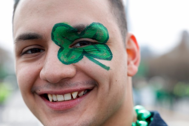 Phoenix Aroyo poses for a portrait during Chicago's annual St. Patrick's Day Parade on March 16, 2024. (Vincent Alban/Chicago Tribune)