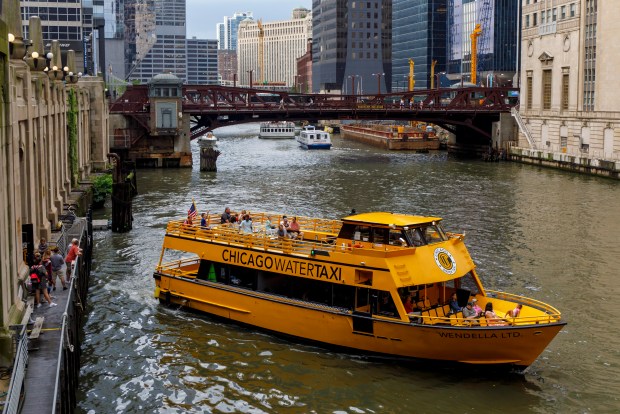 A Wendella water taxi departs a stop on July 5, 2018, near Ogilvie Transportation Center along the Chicago River. (Brian Cassella/Chicago Tribune)