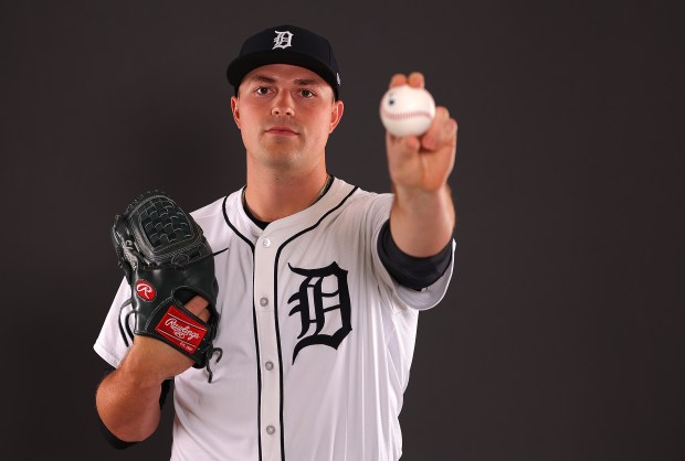 Tarik Skubal poses for a portrait on Tigers photo day at Publix Field at Joker Marchant Stadium on Feb. 23, 2024 in Lakeland, Fla. (Kevin C. Cox/Getty Images)