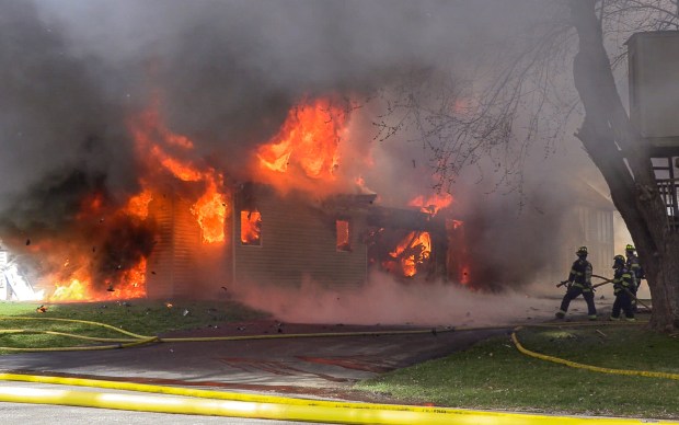 Lake Vill Fire Department requesting a box alarm to the 3rd level for a house fire this afternoon, 39320 N. Cedarcrest Dr, Tuesday, March, 19, 2024, Antioch, Joe Shuman/For The Lake County News-Sun