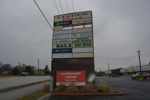 The Linden Plaza's former sign shows vacant spots.