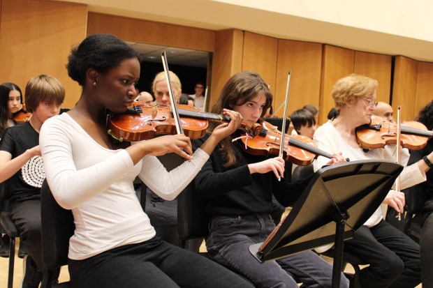 The Evanston Symphony Orchestra, led by music director Lawrence Eckerling, staged a free Young Persons' Concert on March 9 at Pick-Staiger Concert Hall in Evanston. Photo by Gina Grillo.