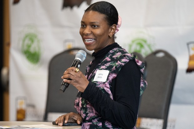 Ashley Smith, with Black Soil Kentucky, speaks on Thursday, March 28, 2024, at the Black Loam Conference in Merrillville. (Kyle Telechan/for the Post-Tribune)