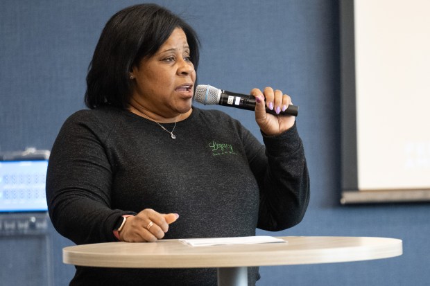 Denise Jamerson, with the Indiana Black Loam Conference, speaks during the Indiana Black Loam Conference on Thursday, March 28, 2024 in Merrillville. (Kyle Telechan/for the Post-Tribune)