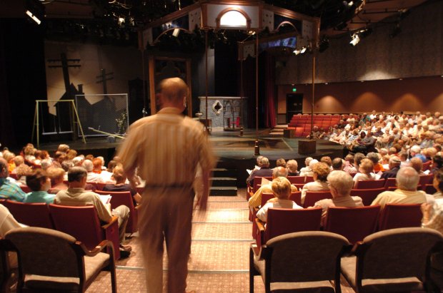 Munster, Indiana subject of a "On the Town" feature, at The Center for Visual and Performing Arts on Ridge Rd. in Munster, Ind. with their presentation of "Do Patent leather Shoes Really Reflect Up" just before the Saturday July 15, 2006 performance. Photo for the Chicago Tribune by Warren Skalski ..OUTSIDE TRIBUNE CO.-NO MAGS,NO SALES, NO INTERNET, NO TV.. 00264603A WhereMunster (theater)