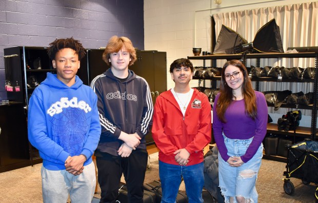 Among the Richards High School students who work on the nationally honored Bulldog Dispatch are from left, Ray Anderson, Joseph Kassanitz, Isaak Martinez and Sophia Negrete. (Steve Metsch/Daily Southtown)