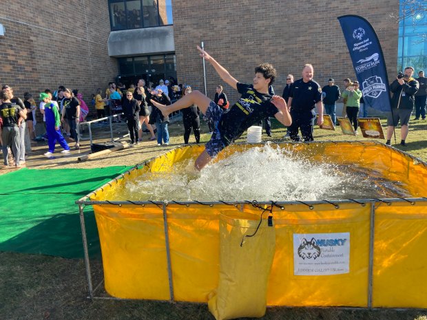 Andrew High School junior Adel Nofal participated in the school's polar plunge event Feb. 29, 2024. (Alexandra Kukulka/Daily Southtown)