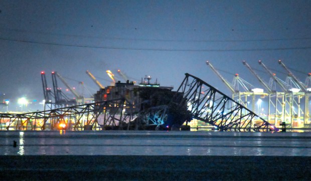 Baltimore's Francis Scott Key Bridge collapsed early Tuesday morning after a support column was struck by a vessel. (Karl Merton Ferron)