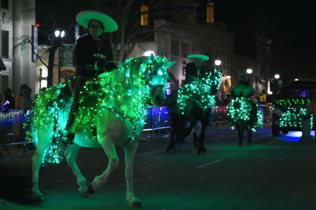 The City of Crown Point has a nighttime St. Patrick's Day parade with lighted entries.- Original Credit: City of Crown Point