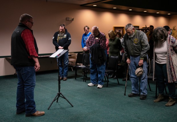Illinois 12th congressional district candidate Darren Bailey speaks at a Second Amendment town hall event in Marion on Jan. 24, 2024. (E. Jason Wambsgans/Chicago Tribune)