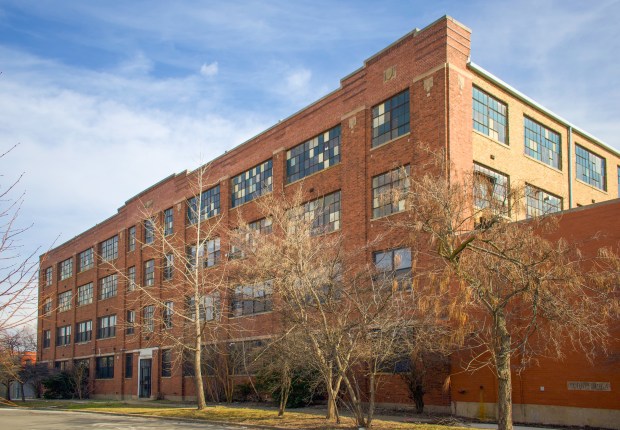 The Turner Manufacturing Company building, designed by acclaimed Chicago architect Alfred S. Alschuler, is one of three historic manufacturing buildings along West Ogden and South Keeler avenues are threatened with demolition for the development of a proposed logistics center. (Max Chavez/Preservation Chicago)