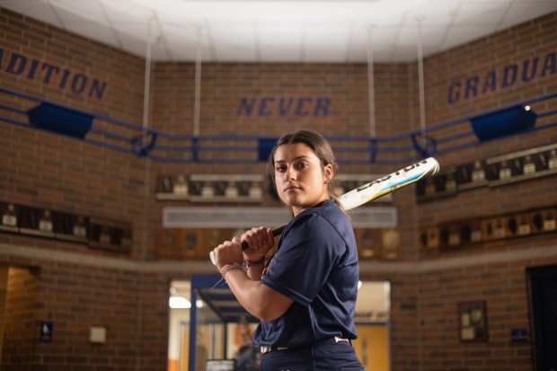 Oswego's Kiyah Chavez (10) poses for a portrait on April 3, 2024. (Troy Stolt/for the Aurora Beacon News)