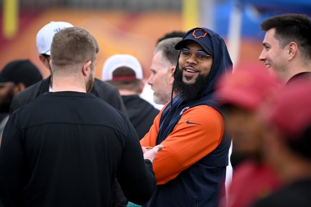 Bears wide receiver Keenan Allen looks on at USC pro day on March 20, 2024. (David Crane, Los Angeles Daily News)