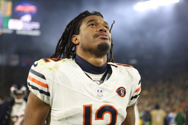 Bears wide receiver Velus Jones Jr. heads for the locker room after a 17-9 loss to the Packers on Jan. 7, 2024, in Green Bay. (John J. Kim/Chicago Tribune)