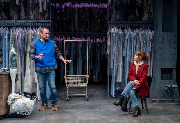 Mark Montgomery and Cassidy Slaughter-Mason in "Brooklyn Laundry" at Northlight Theatre. (Michael Brosilow)