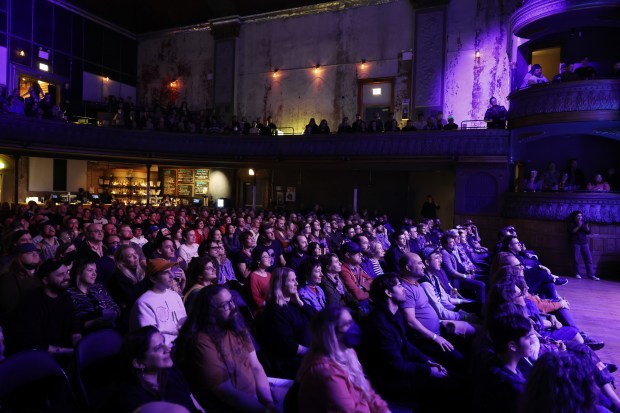 The venue is full for a performance by The Magnetic Fields at Thalia Hall, April 17, 2024, in Chicago. (John J. Kim/Chicago Tribune)