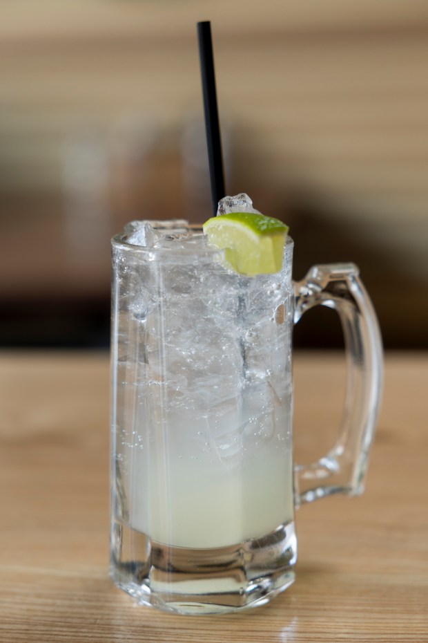 The Yuzu highball cocktail at Akahoshi Ramen in Chicago, March 28, 2024. (Vincent Alban/Chicago Tribune)