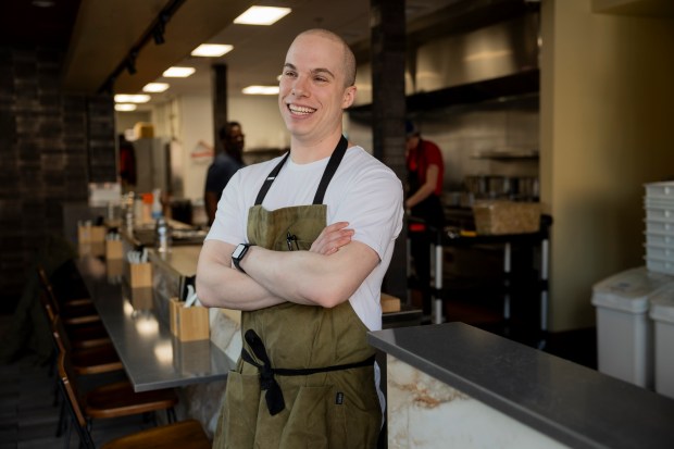 Mike Satinover, chef and owner of Akahoshi Ramen, at his restaurant on March 28, 2024, in Chicago. (Vincent Alban/Chicago Tribune)