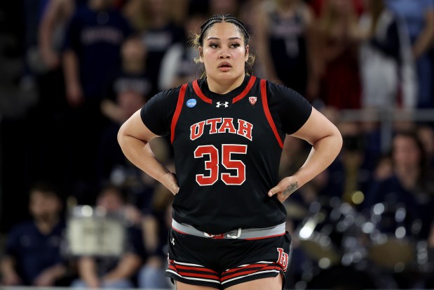 Utah's Alissa Pili looks on against Gonzaga in the second round of the NCAA Tournament on March 25, 2024, in Spokane, Wash. (Steph Chambers/Getty Images)