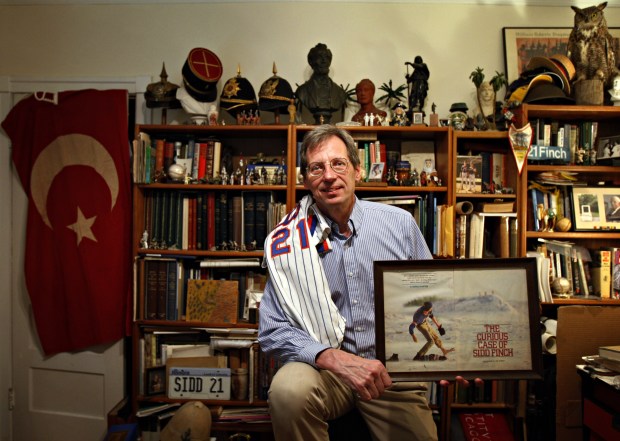 Oak Park resident Joe Berton, who posed as fictional Mets pitcher Sidd Finch in a 1985 Sports Illustrated hoax, at his Oak Park home on March 25, 2011. (Brian Cassella/ Chicago Tribune)