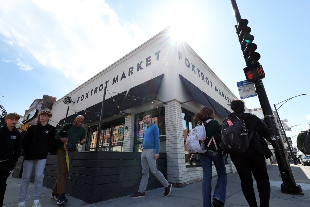 Foxtrot Market stores in Chicago, including the one seen at North Avenue and Wells Street, were abruptly and permanently closed on on April, 23, 2024. (Terrence Antonio James/Chicago Tribune)