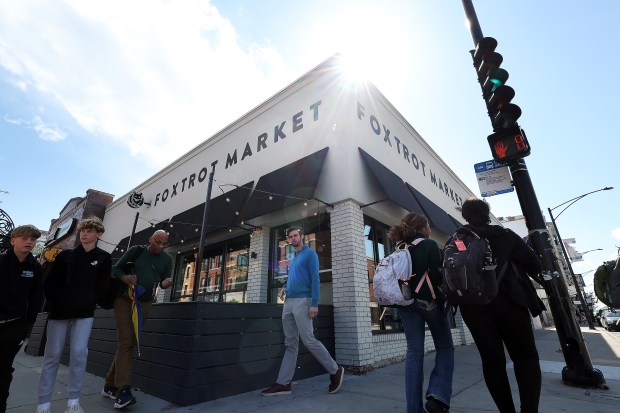 Foxtrot Market stores in Chicago, including the one at North Avenue and Wells Street, were abruptly and permanently closed on April 23, 2024. (Terrence Antonio James/Chicago Tribune)