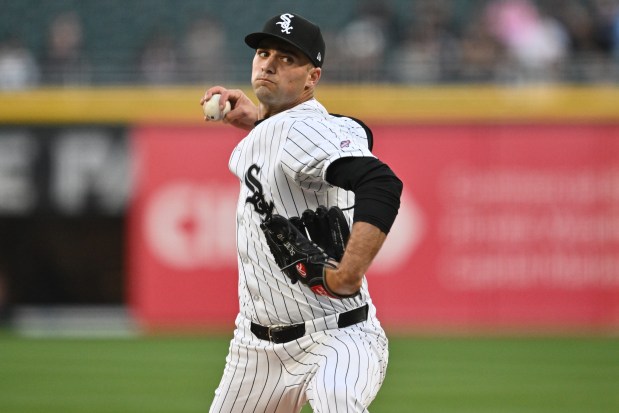 Nick Nastrini #42 of the Chicago White Sox pitches during his MLB debut in the first inning against the Kansas City Royals at Guaranteed Rate Field on April 15, 2024 in Chicago, Illinois. All players are wearing the number 42 in honor of Jackie Robinson Day. (Photo by Jamie Sabau/Getty Images)