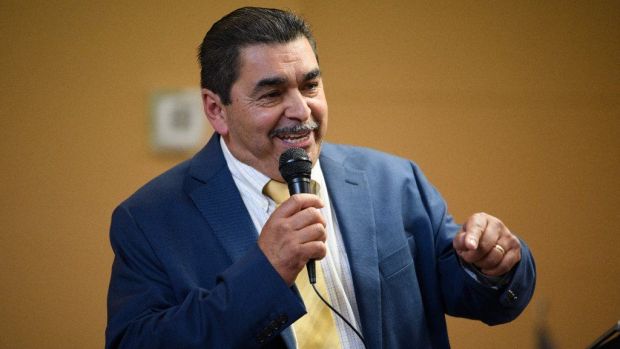 Candidate Al Menchaca speaks during a caucus to fill Elsie Franklin's seat on the Lake County Council on June 10, 2019.